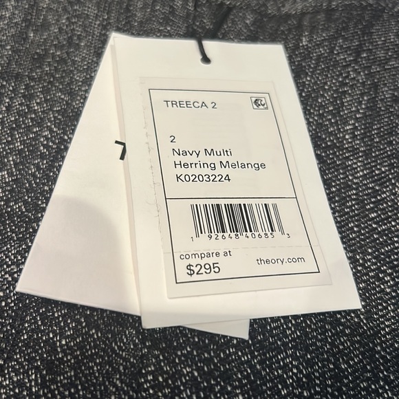 NWT THEORY trecca 2 pants in navy herring melange size 2/4 - Picture 6 of 14